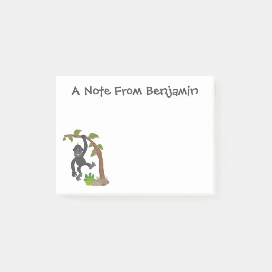 Niedliche Illustration des Baby Gorilla Cartoon Post-it Klebezettel (Vorderseite)