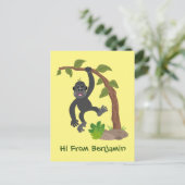 Niedliche Illustration des Baby Gorilla Cartoon Postkarte (Stehend Vorderseite)