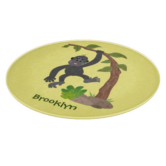 Niedliche Illustration des Baby Gorilla Cartoon Schneidebrett (Ecke)