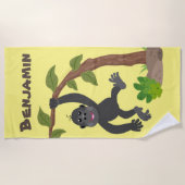 Niedliche Illustration des Baby Gorilla Cartoon Strandtuch (Vorderseite)