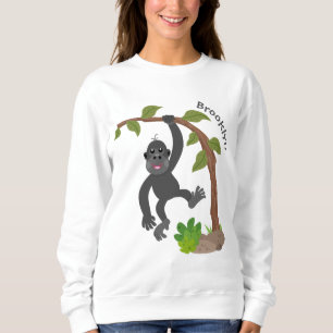 Niedliche Illustration des Baby Gorilla Cartoon Sweatshirt