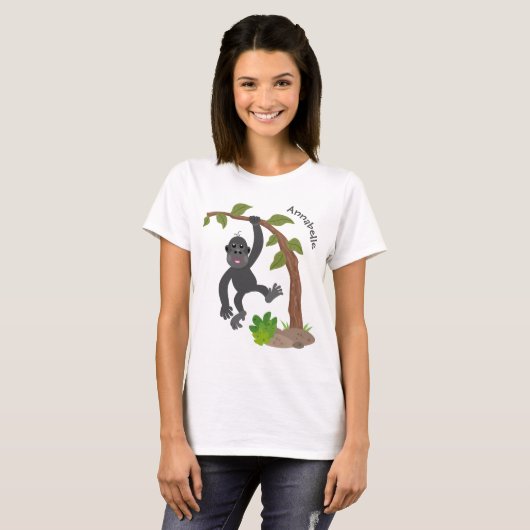 Niedliche Illustration des Baby Gorilla Cartoon T-Shirt (Vorne ganz)