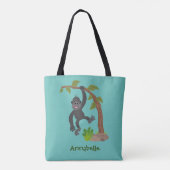 Niedliche Illustration des Baby Gorilla Cartoon Tasche (Rückseite)