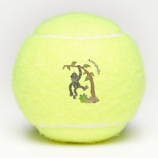 Niedliche Illustration des Baby Gorilla Cartoon Tennisbälle (Vorderseite)