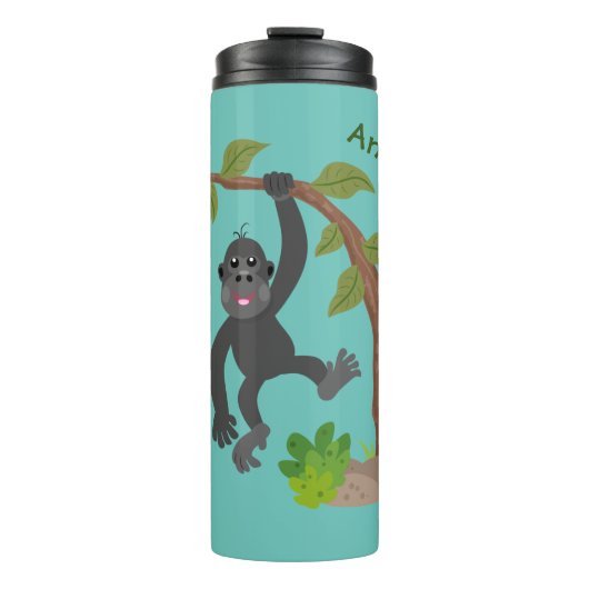 Niedliche Illustration des Baby Gorilla Cartoon Thermosbecher (Vorderseite)