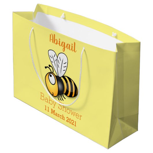 Niedliche Illustration des beglückten Cartoon Große Geschenktüte (Rückseite Schrägansicht)