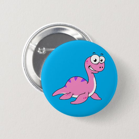 Niedliche Illustration des Loch Ness Monsters. Button (Vorne & Hinten)