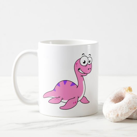 Niedliche Illustration des Loch Ness Monsters. Kaffeetasse (Mit Donut)