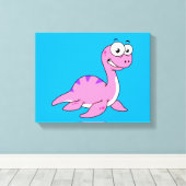 Niedliche Illustration des Loch Ness Monsters. Leinwanddruck (Insitu (Holzboden))