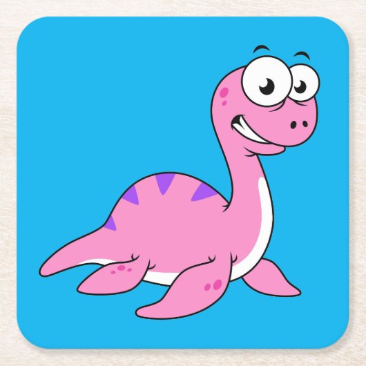 Niedliche Illustration des Loch Ness Monsters. Rechteckiger Pappuntersetzer (Vorderseite)