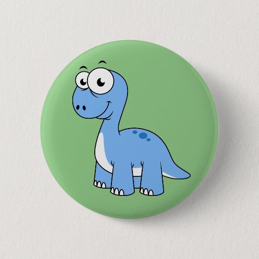 Niedliche Illustration eines Brontosaurus. Button (Vorderseite)