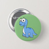 Niedliche Illustration eines Brontosaurus. Button (Vorne & Hinten)