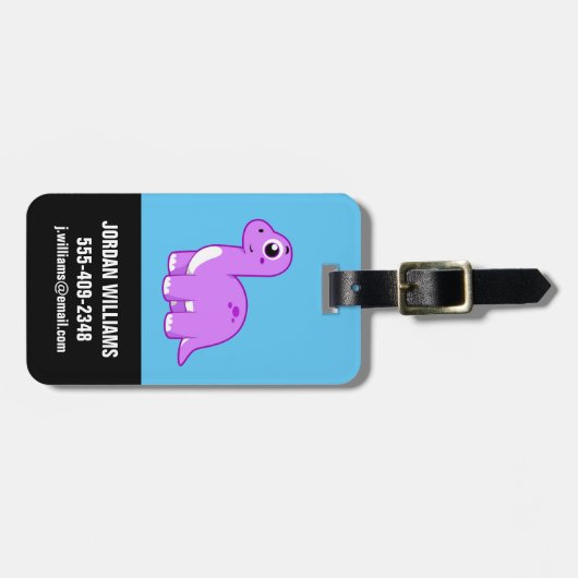 Niedliche Illustration eines Brontosaurus Dinosaur Gepäckanhänger (Vorderseite horizontal)