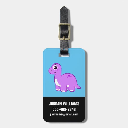 Niedliche Illustration eines Brontosaurus Dinosaur Gepäckanhänger (Vorderseite vertikal)