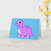 Niedliche Illustration eines Brontosaurus Dinosaur Karte (Gelbe Blume)