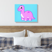 Niedliche Illustration eines Brontosaurus Dinosaur Leinwanddruck (Insitu (Schlafzimmer))