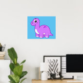 Niedliche Illustration eines Brontosaurus Dinosaur Poster (Heimbüro)