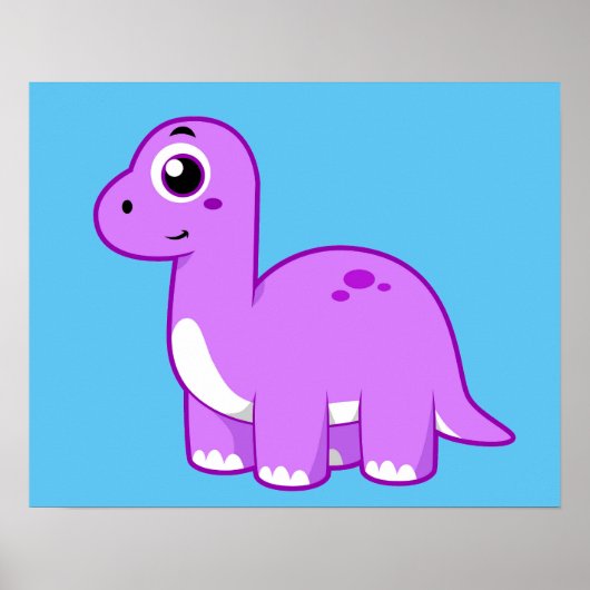 Niedliche Illustration eines Brontosaurus Dinosaur Poster (Vorne)