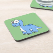 Niedliche Illustration eines Brontosaurus. Getränkeuntersetzer (Linke Seite)
