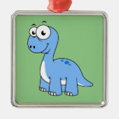 Niedliche Illustration eines Brontosaurus. Ornament Aus Metall (Vorne)