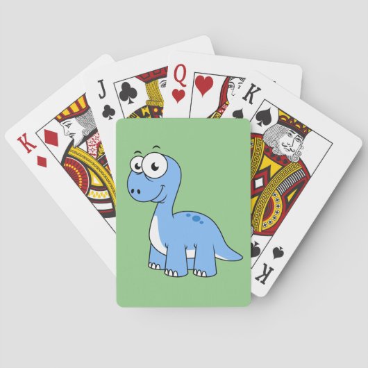Niedliche Illustration eines Brontosaurus. Spielkarten (Rückseite)