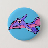 Niedliche Illustration eines fliegenden Pterodakty Button (Vorderseite)