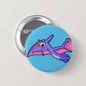 Niedliche Illustration eines fliegenden Pterodakty Button (Vorne & Hinten)