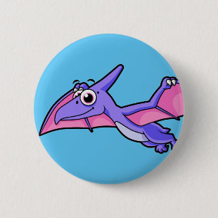 Niedliche Illustration eines fliegenden Pterodakty Button