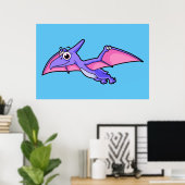 Niedliche Illustration eines fliegenden Pterodakty Poster (Heimbüro)