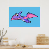 Niedliche Illustration eines fliegenden Pterodakty Poster (Küche)