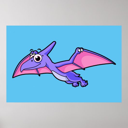 Niedliche Illustration eines fliegenden Pterodakty Poster (Vorne)