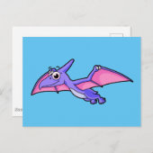 Niedliche Illustration eines fliegenden Pterodakty Postkarte (Vorne/Hinten)