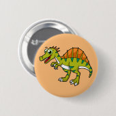 Niedliche Illustration eines lächelnden Spinosauri Button (Vorne & Hinten)