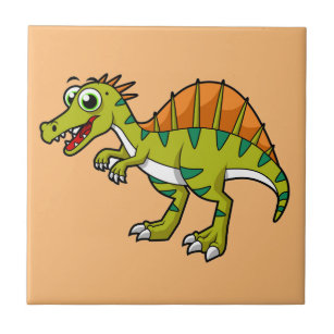 Niedliche Illustration eines lächelnden Spinosauri Fliese