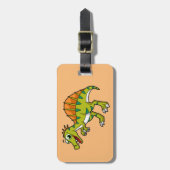Niedliche Illustration eines lächelnden Spinosauri Gepäckanhänger (Vorderseite vertikal)