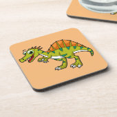 Niedliche Illustration eines lächelnden Spinosauri Getränkeuntersetzer (Linke Seite)