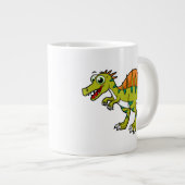 Niedliche Illustration eines lächelnden Spinosauri Jumbo-Tasse (Vorderseite Rechts)