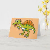 Niedliche Illustration eines lächelnden Spinosauri Karte (Gelbe Blume)