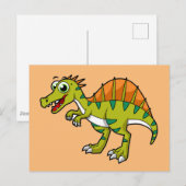 Niedliche Illustration eines lächelnden Spinosauri Postkarte (Vorne/Hinten)