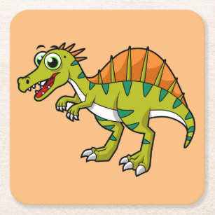 Niedliche Illustration eines lächelnden Spinosauri Rechteckiger Pappuntersetzer