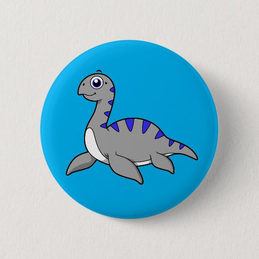Niedliche Illustration eines Loch Ness Monsters. Button (Vorderseite)