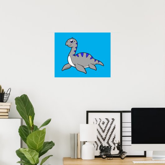 Niedliche Illustration eines Loch Ness Monsters. Poster (Heimbüro)