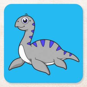 Niedliche Illustration eines Loch Ness Monsters. Rechteckiger Pappuntersetzer