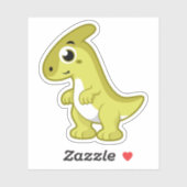 Niedliche Illustration eines Parasaurolophus Dinos Aufkleber (Blatt)