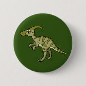 Niedliche Illustration eines Parasaurolophus Dinos Button (Vorderseite)