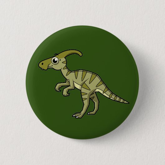 Niedliche Illustration eines Parasaurolophus Dinos Button (Vorderseite)