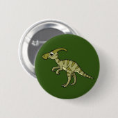Niedliche Illustration eines Parasaurolophus Dinos Button (Vorne & Hinten)