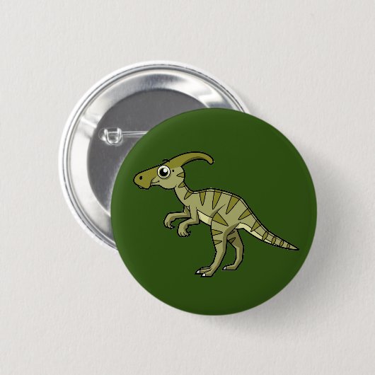 Niedliche Illustration eines Parasaurolophus Dinos Button (Vorne & Hinten)