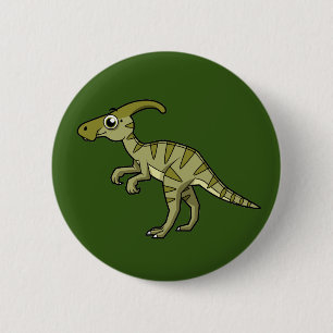 Niedliche Illustration eines Parasaurolophus Dinos Button