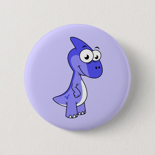 Niedliche Illustration eines Parasaurolophus Dinos Button (Vorderseite)